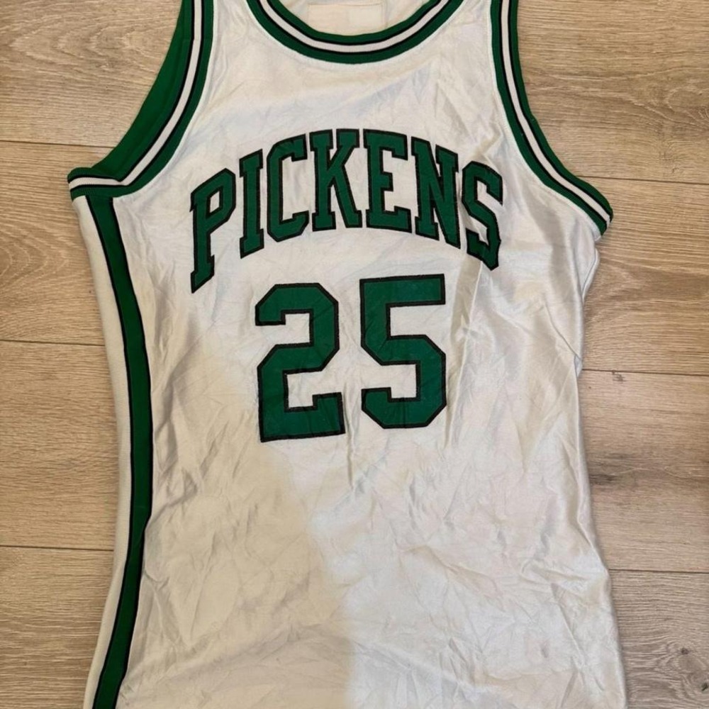 Vintage Russell Athletic Mens Basketball Jersey Pickens 25 White Green USA 44